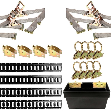 Dc Cargo 5' Black E-Track Kit - 4 Rails + Tie-down Accessories + E-Track Bin 5HETP4KIT6